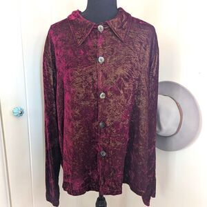 CP Shades L Red Burnout Velvet Top Whimsigoth Fairy Grunge Rebel Punk 90s 70s